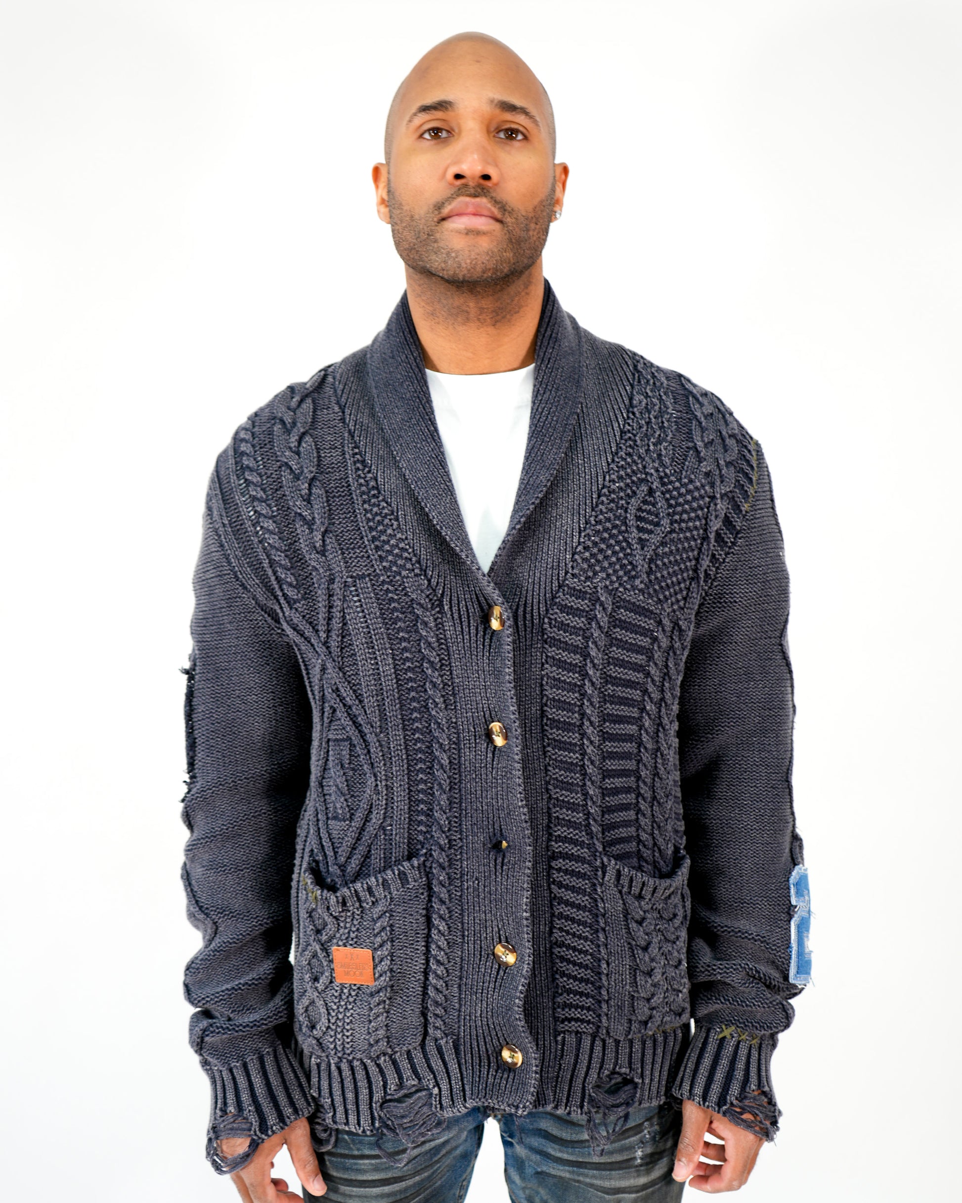 Grand Weaver Knit Navy Cardigan
