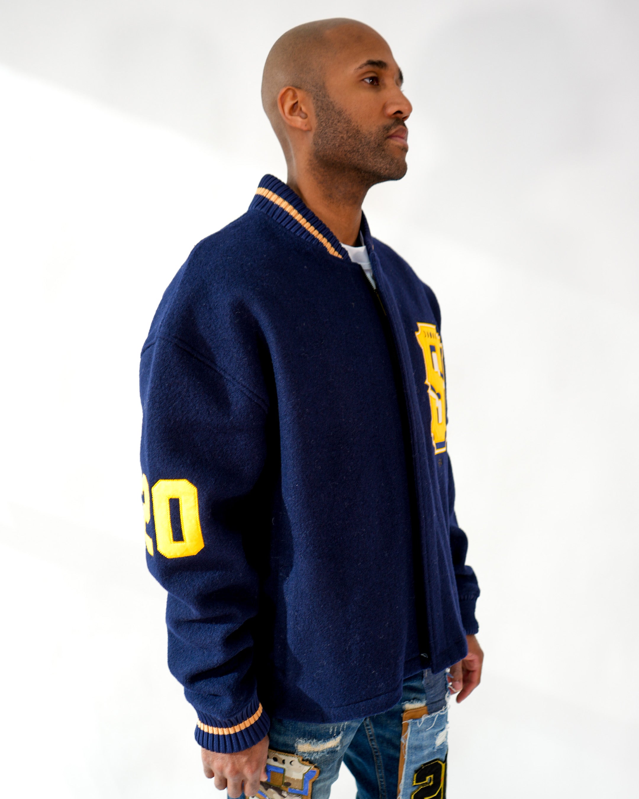 Contraband Varsity Navy Twill Jacket