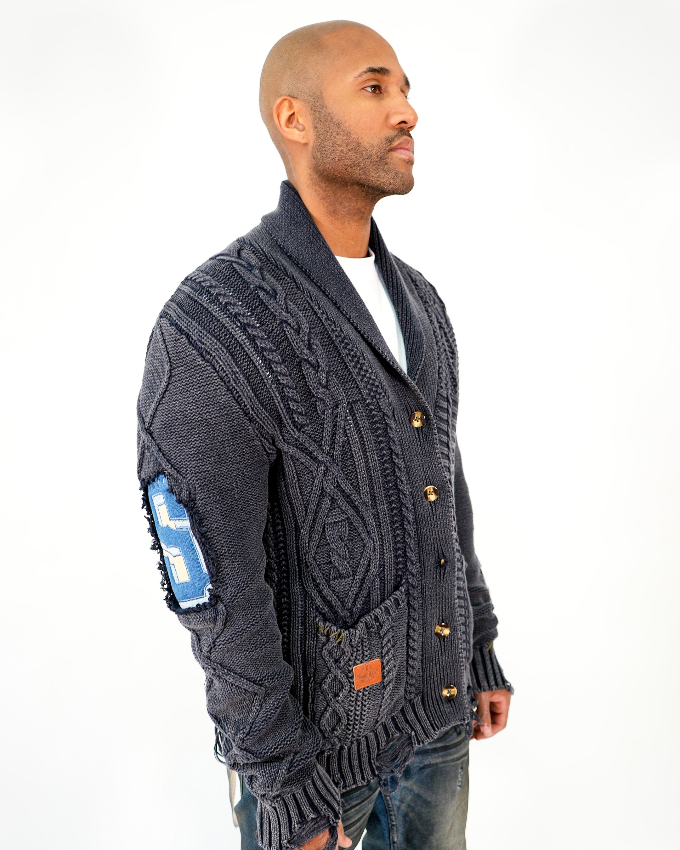 Grand Weaver Knit Navy Cardigan