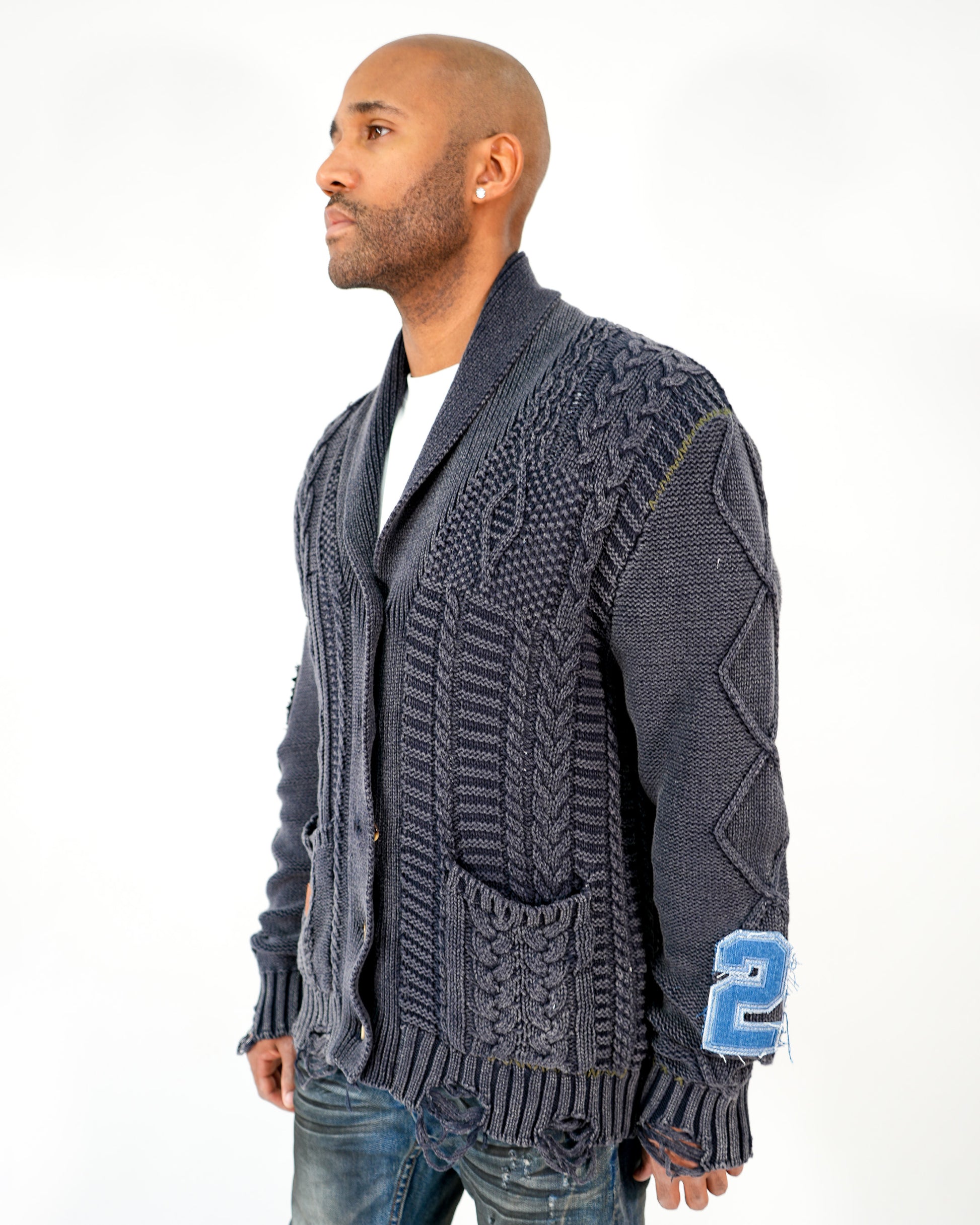 Grand Weaver Knit Navy Cardigan