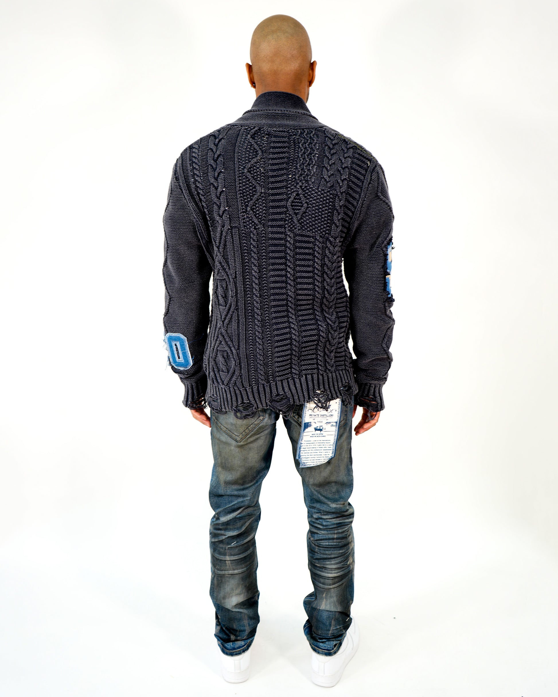 Grand Weaver Knit Navy Cardigan