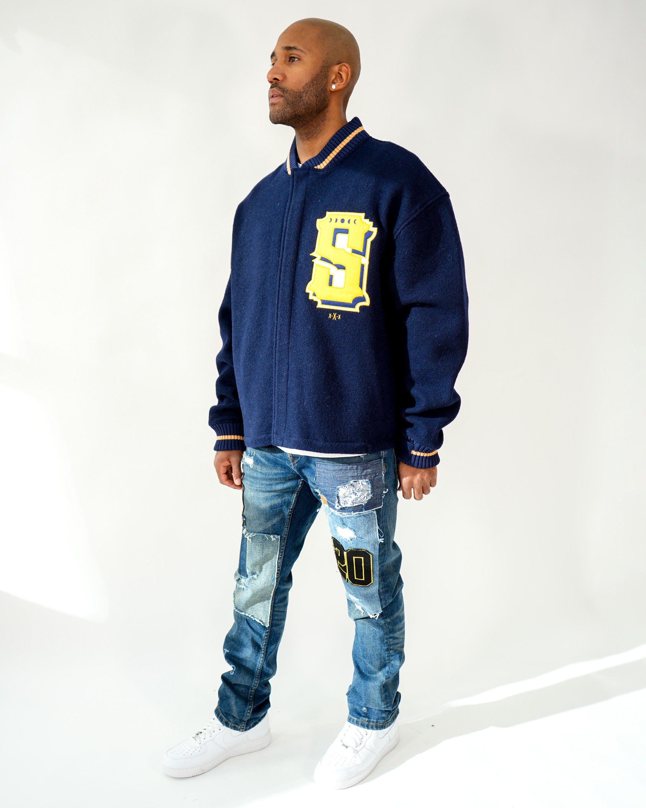 Contraband Varsity Navy Twill Jacket