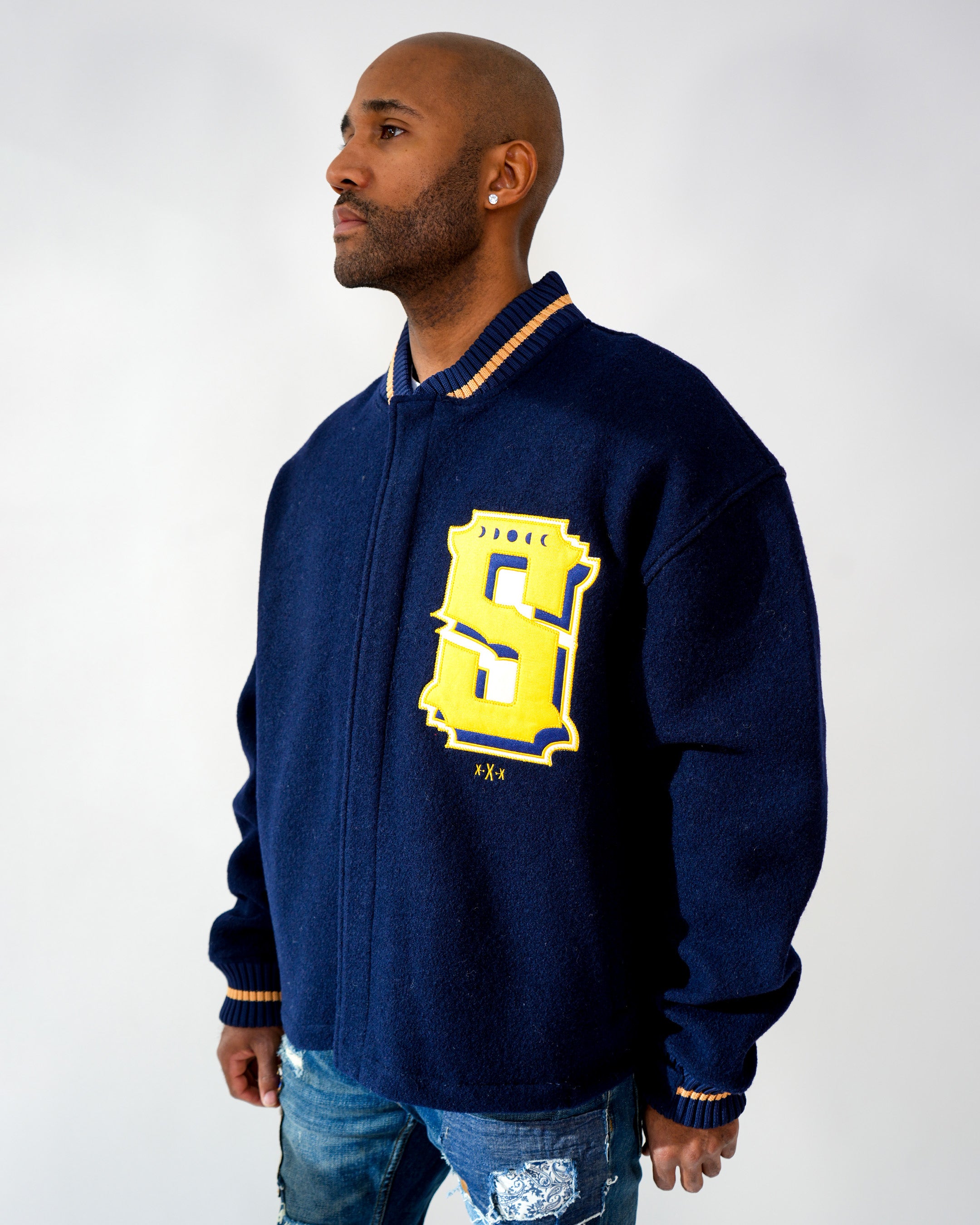 Contraband Varsity Navy Twill Jacket