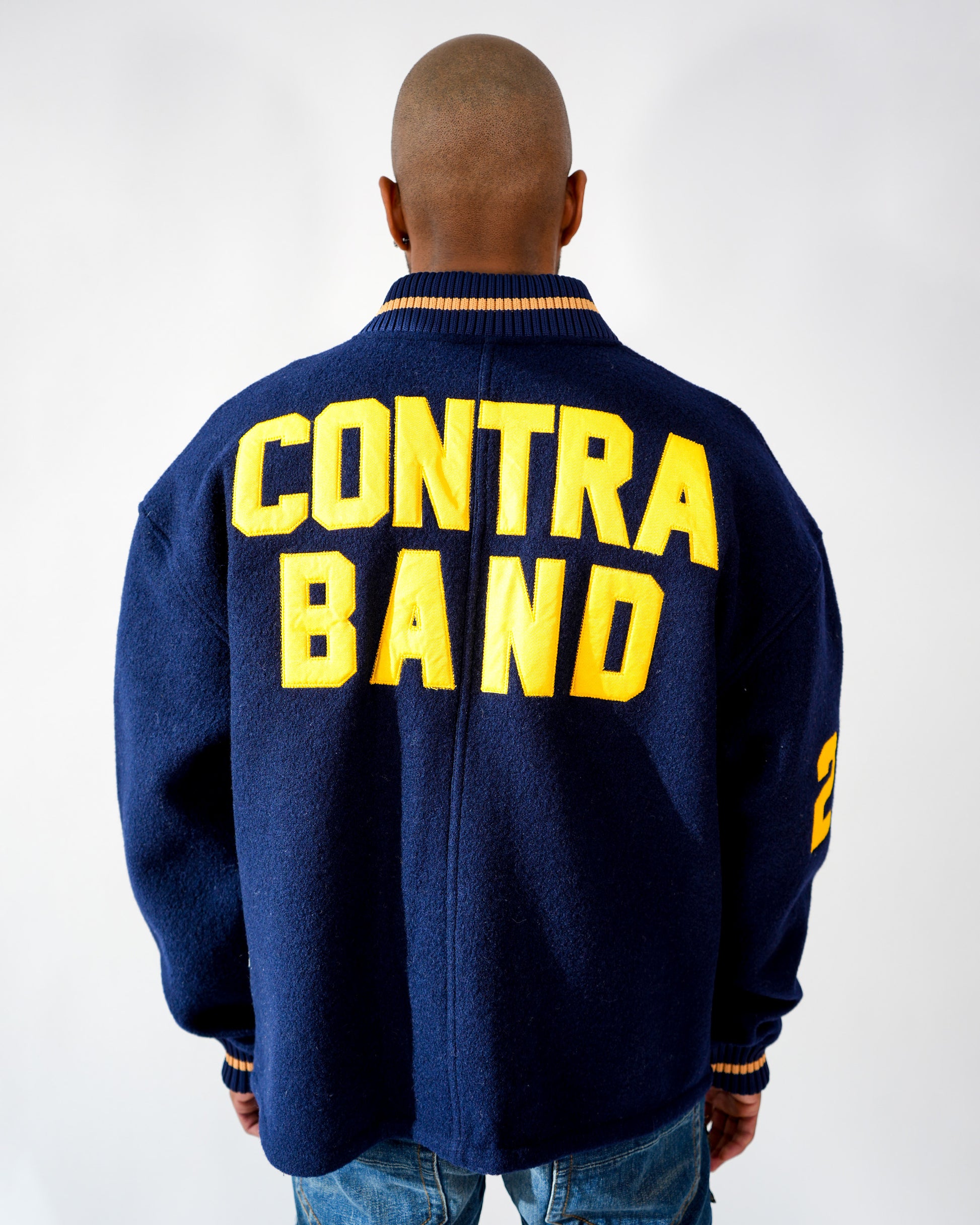Contraband Varsity Navy Twill Jacket