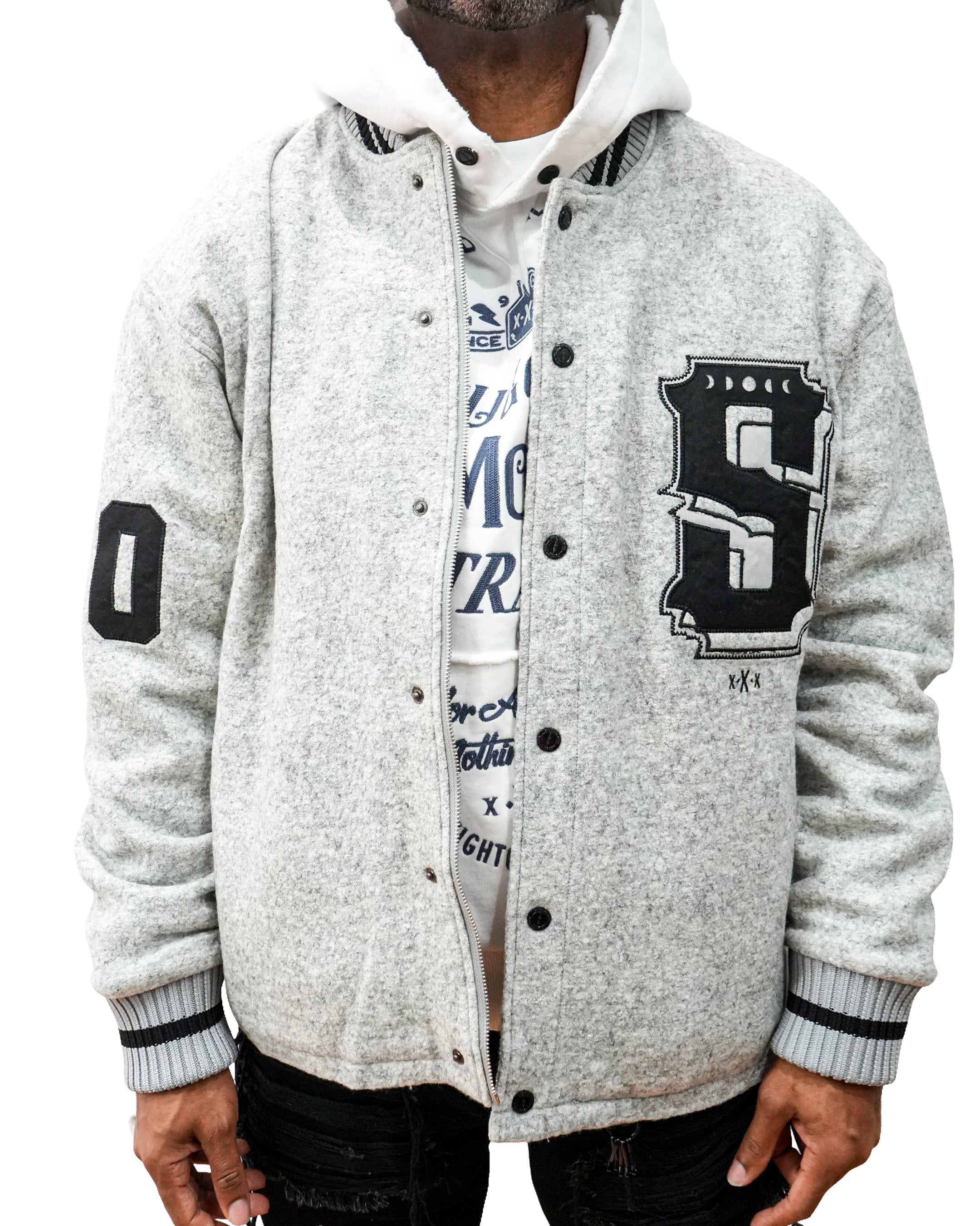 Contraband Varsity Grey Twill Jacket