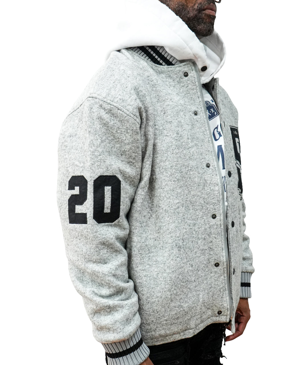 Contraband Varsity Grey Twill Jacket