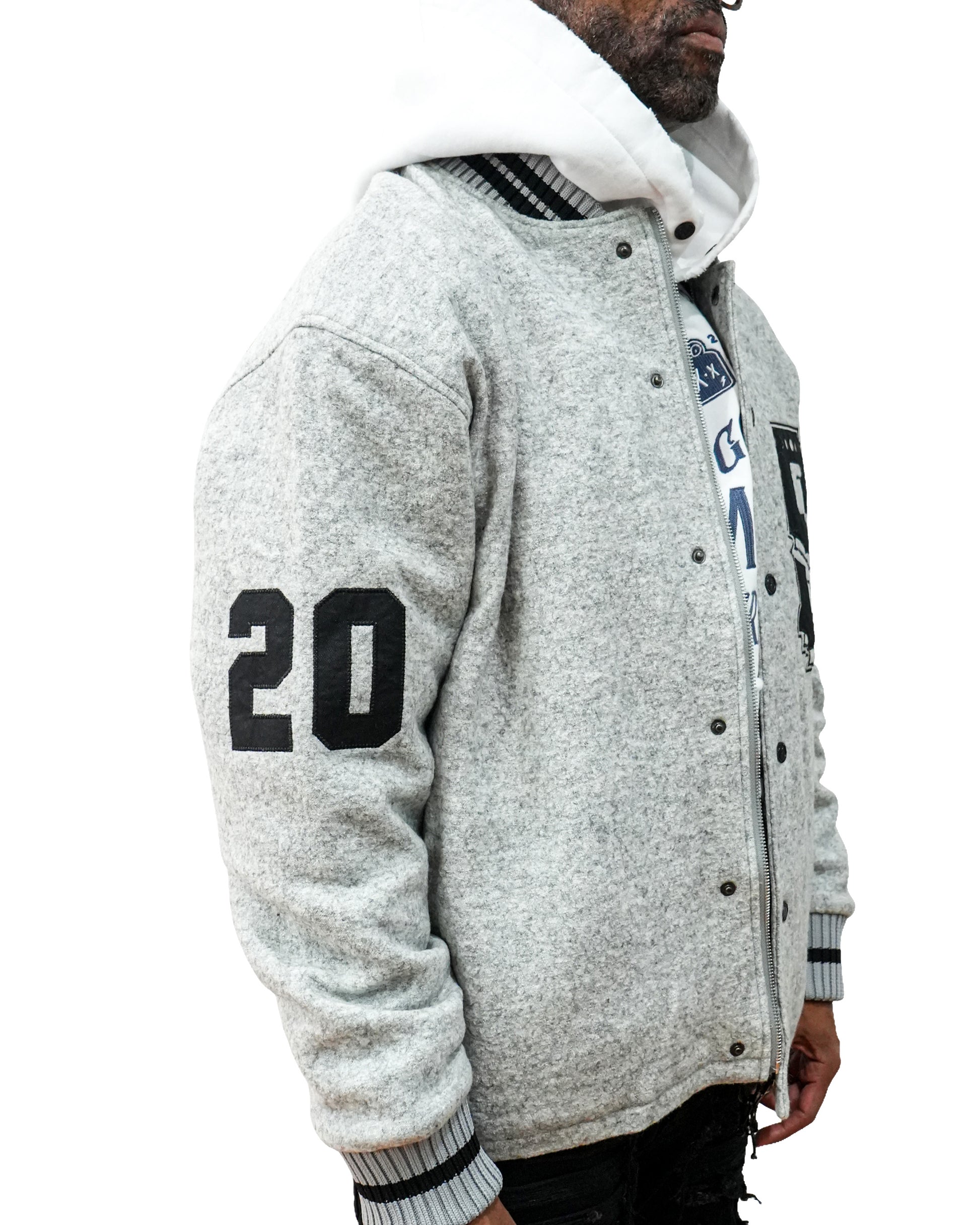 Contraband Varsity Grey Twill Jacket