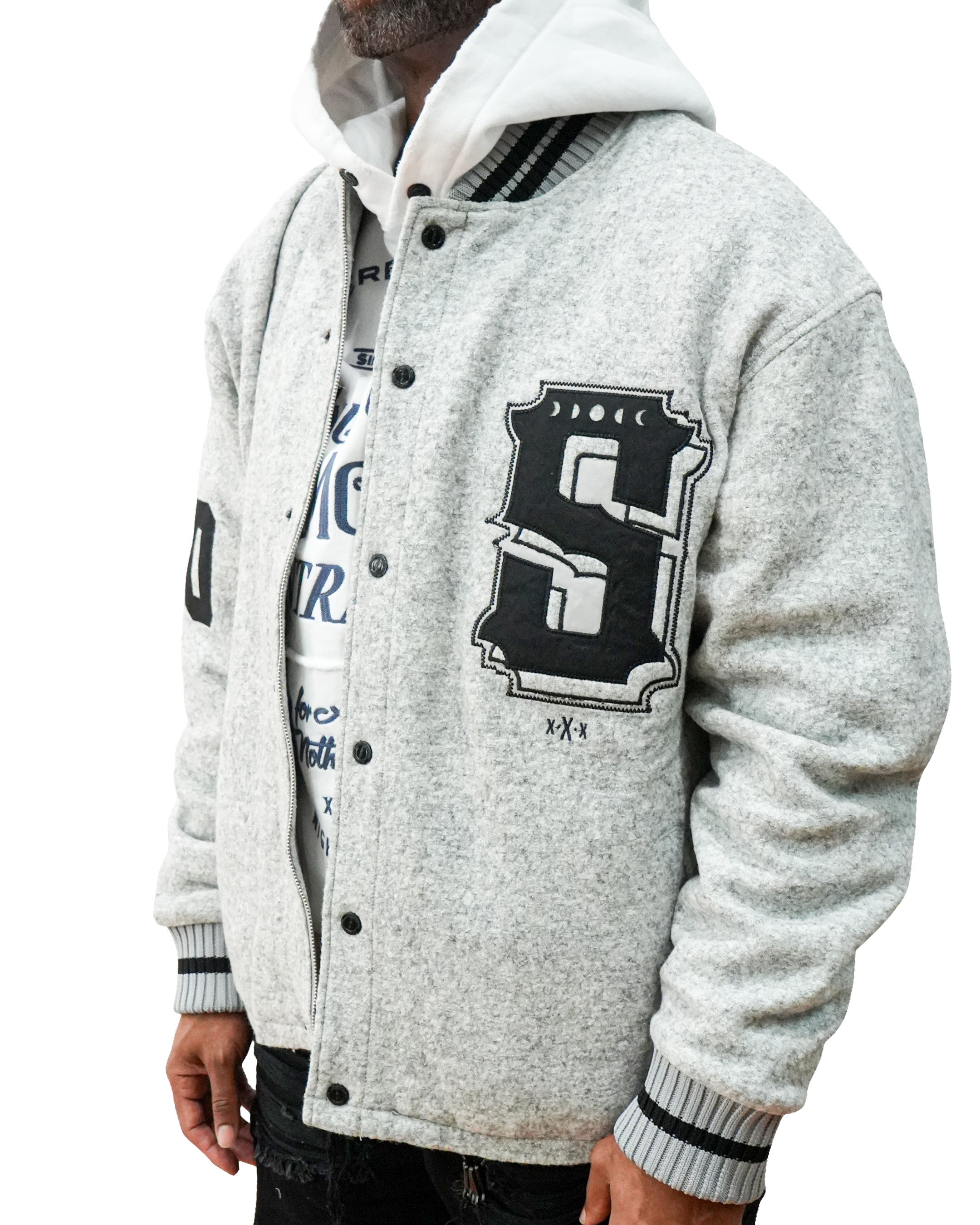 Contraband Varsity Grey Twill Jacket