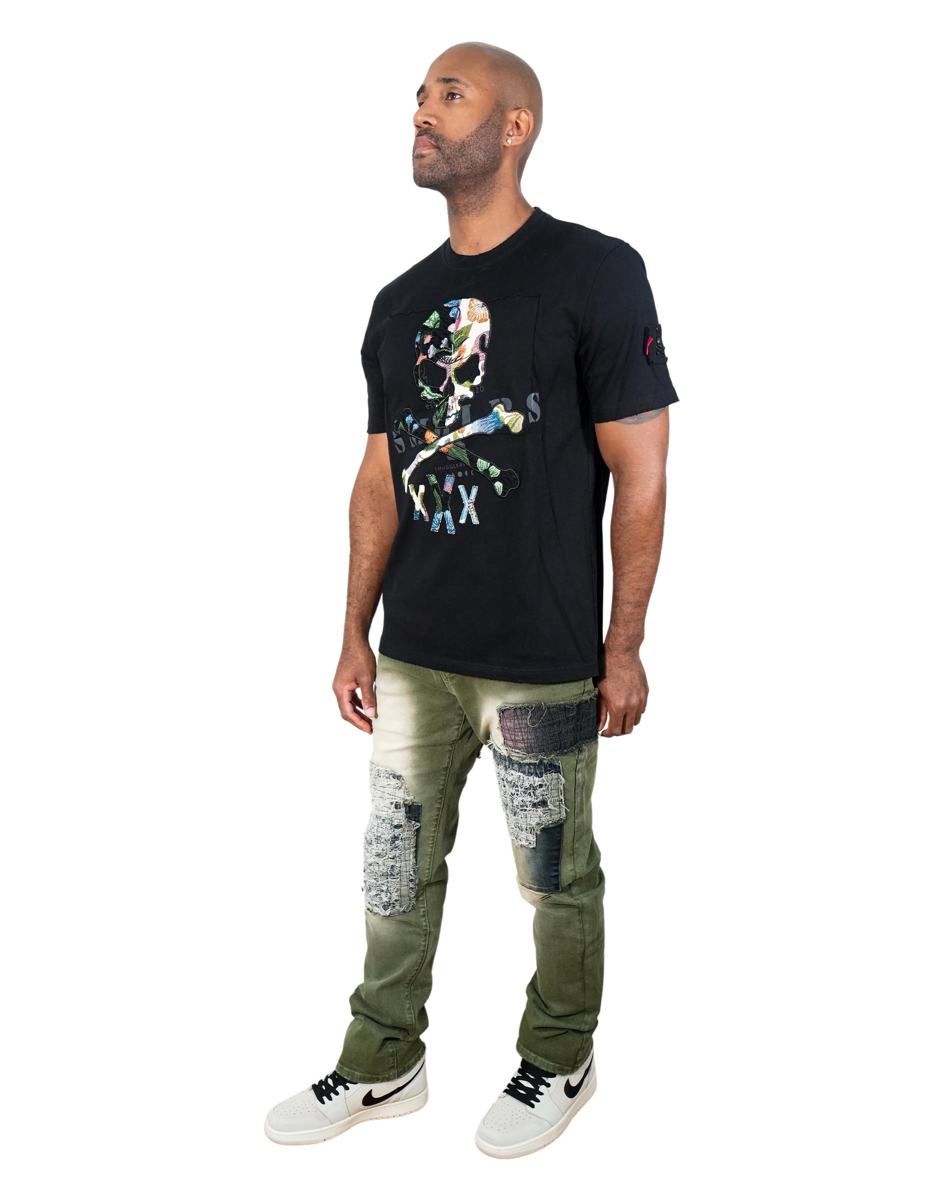 Rebel Bones Embroidered Knit T-Shirt