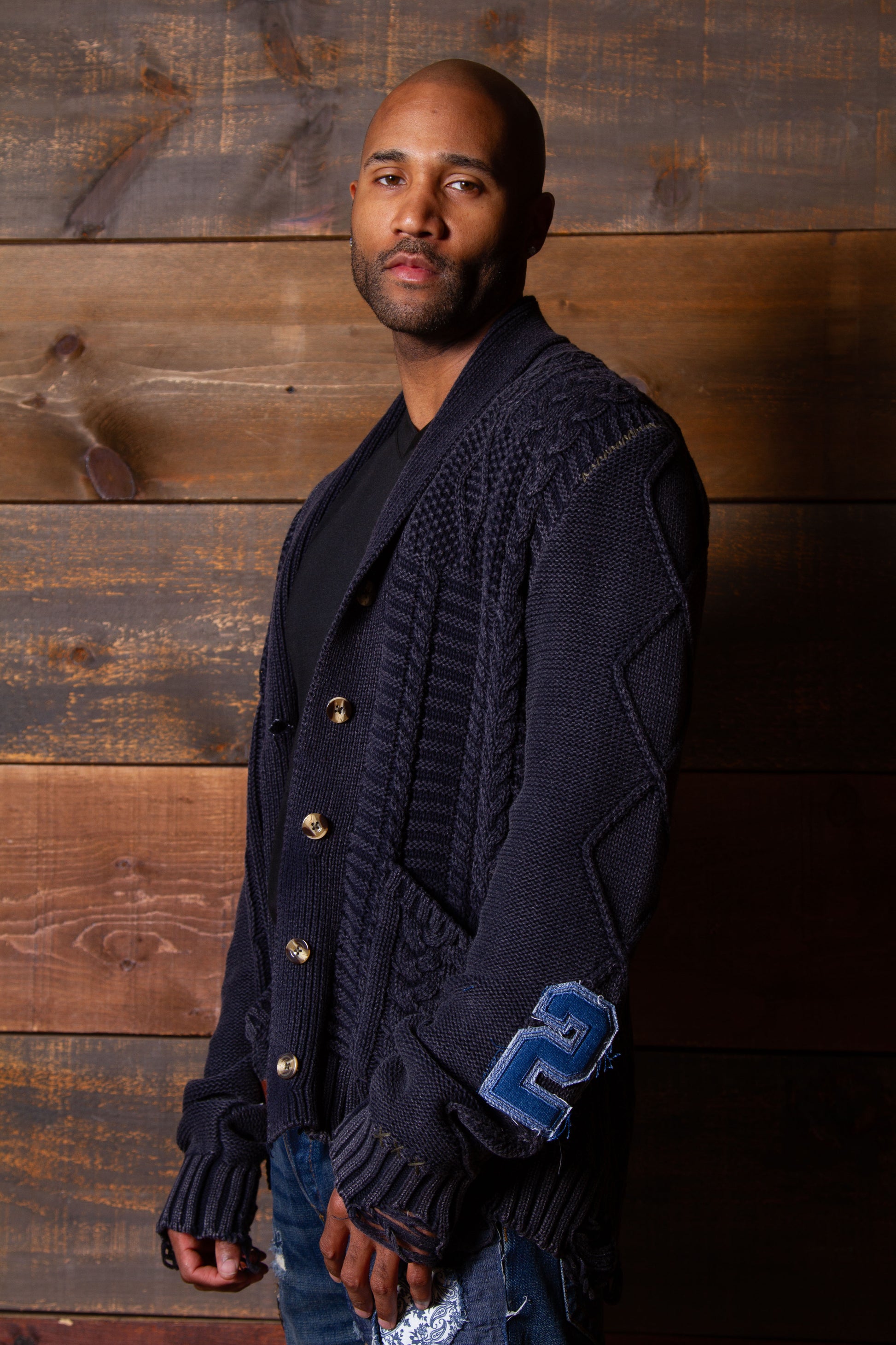 Grand Weaver Knit Navy Cardigan