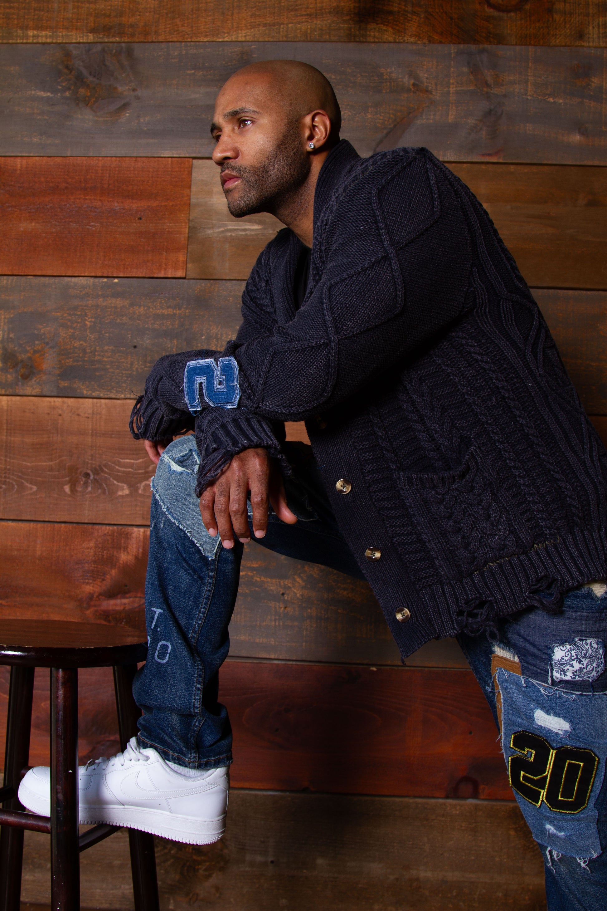 Grand Weaver Knit Navy Cardigan