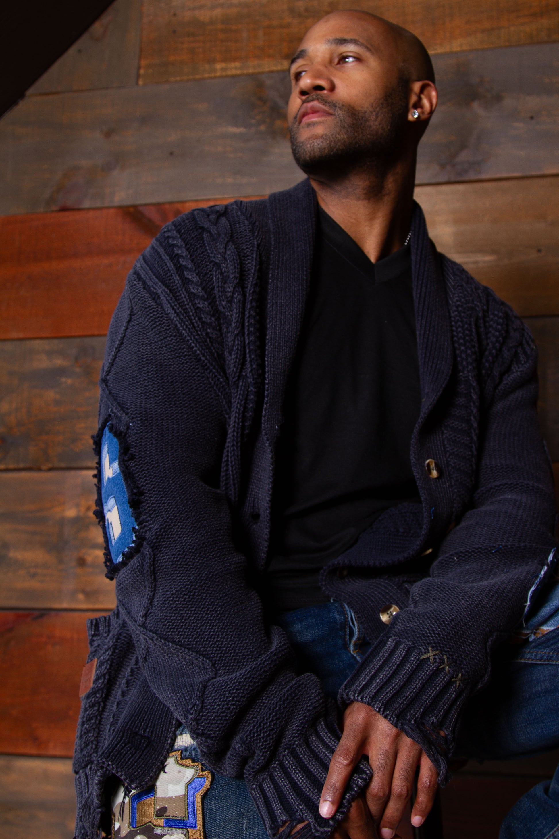 Grand Weaver Knit Navy Cardigan