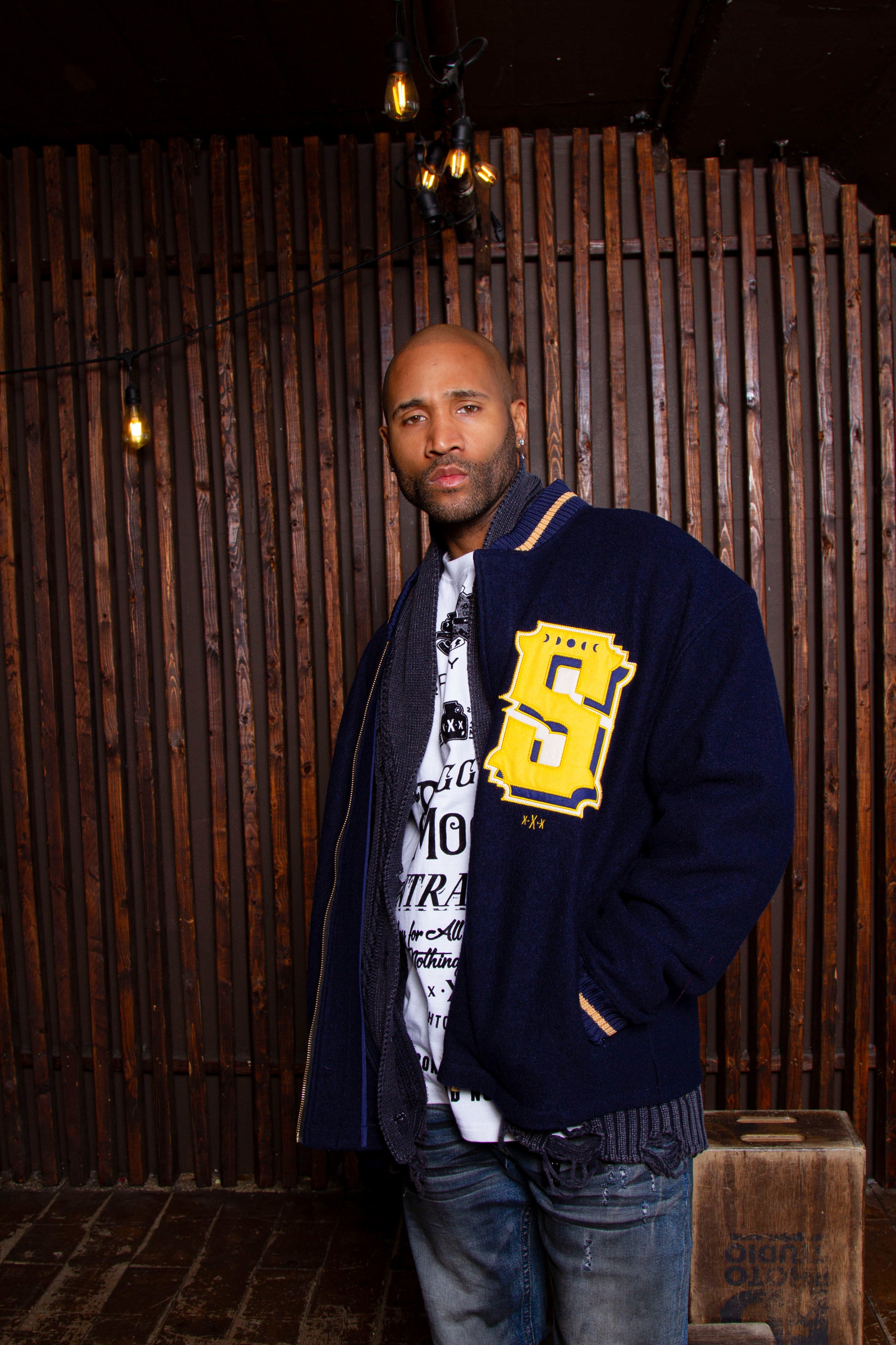 Contraband Varsity Navy Twill Jacket