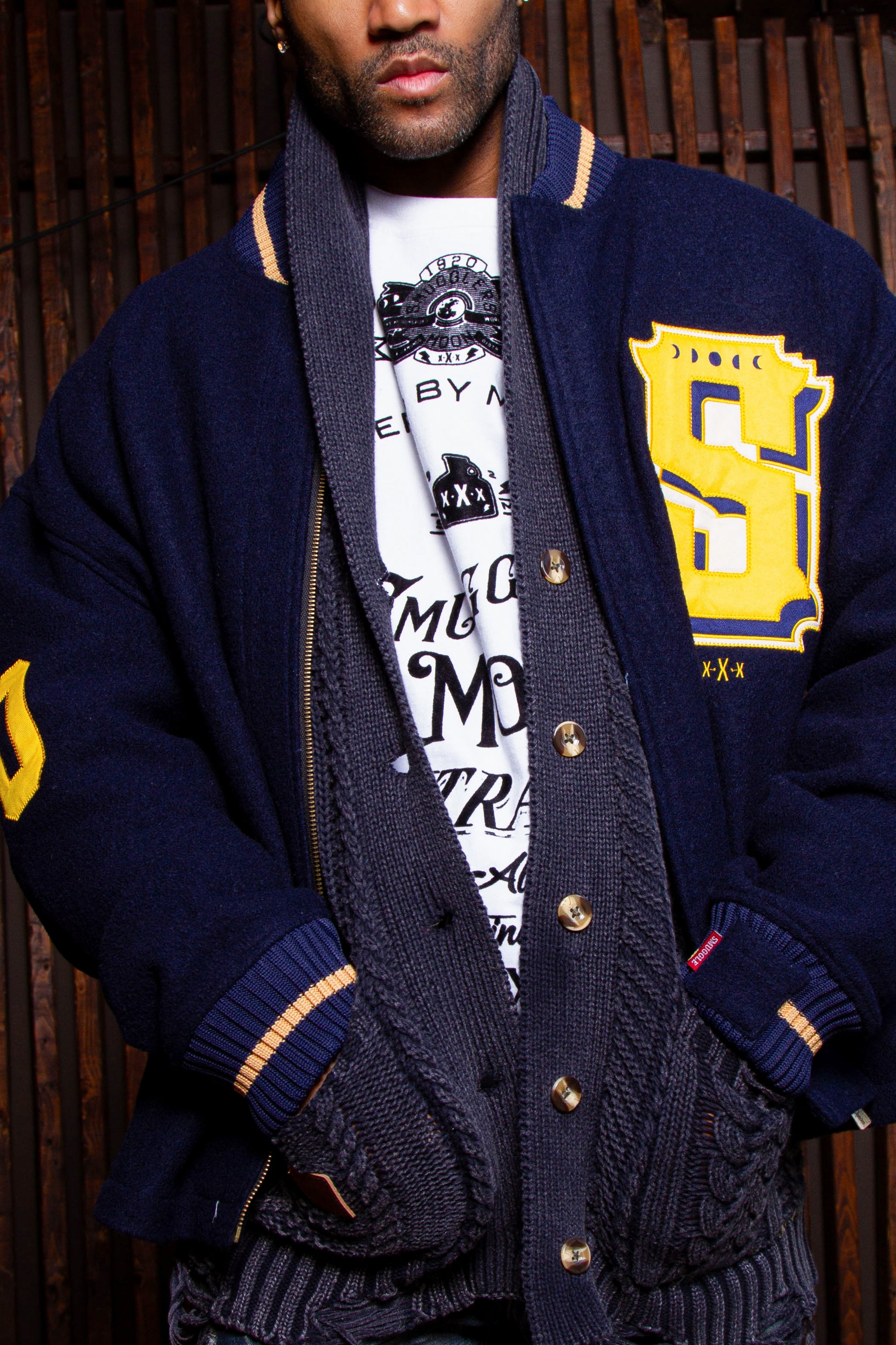 Contraband Varsity Navy Twill Jacket