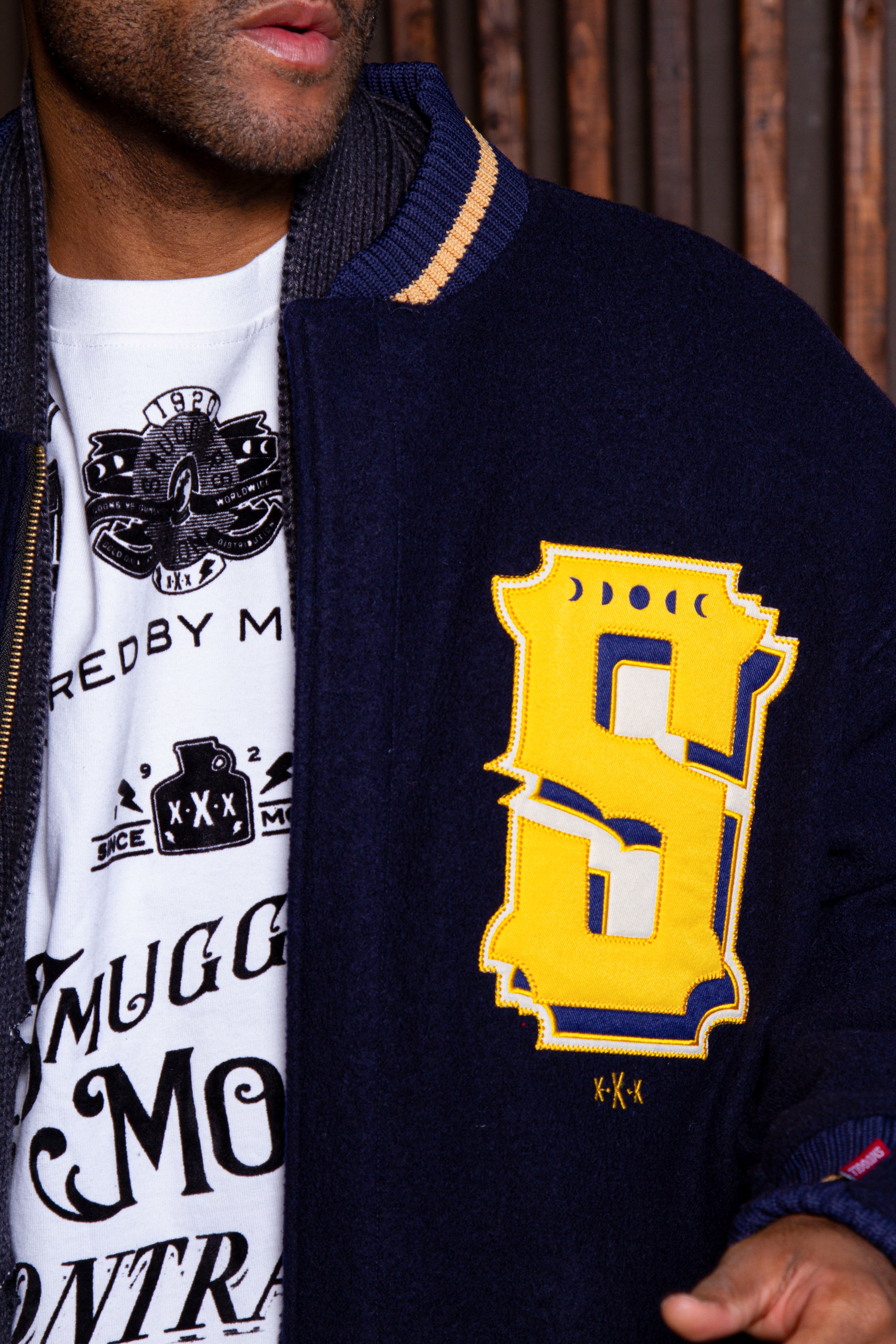 Contraband Varsity Navy Twill Jacket