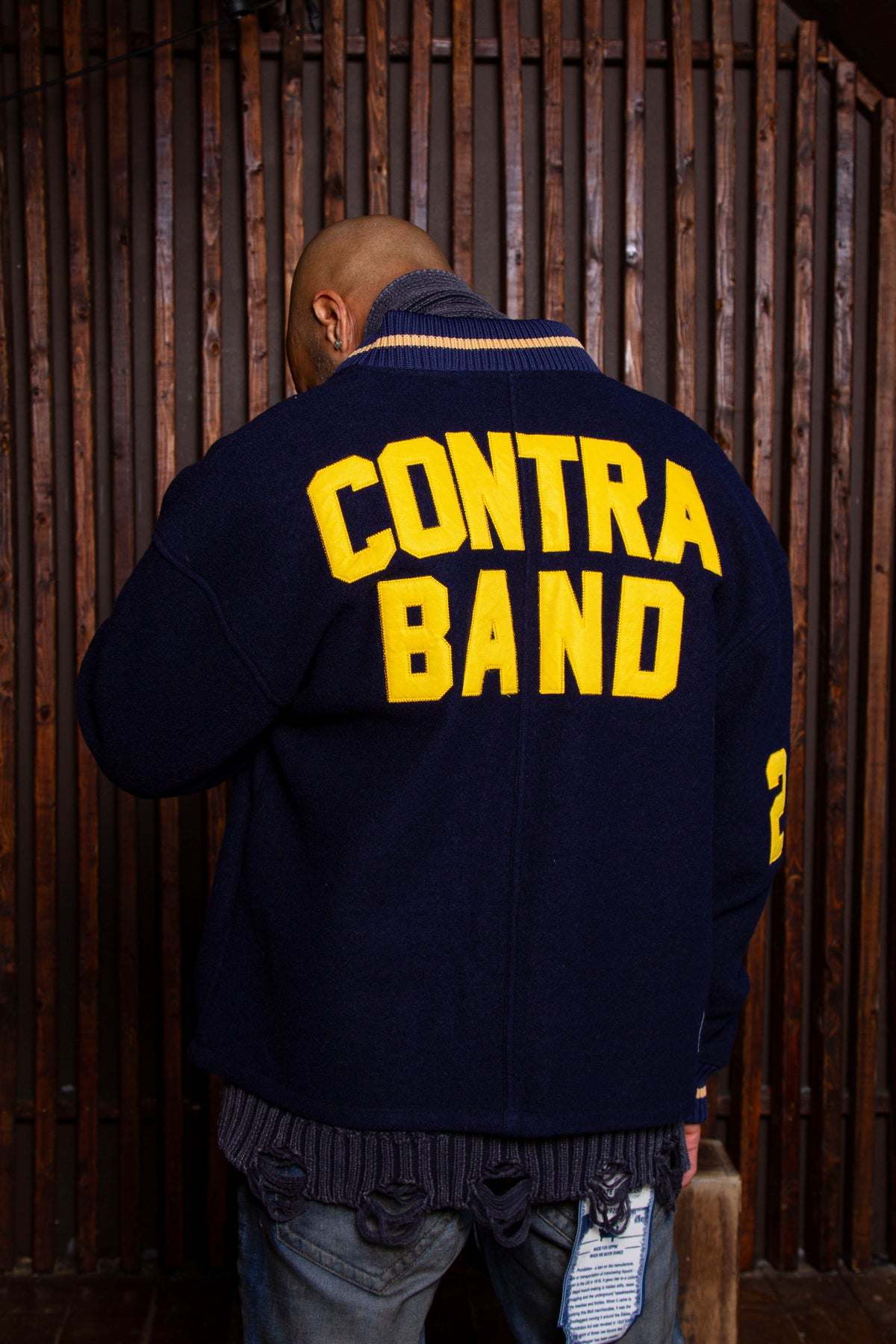 Contraband Varsity Navy Twill Jacket