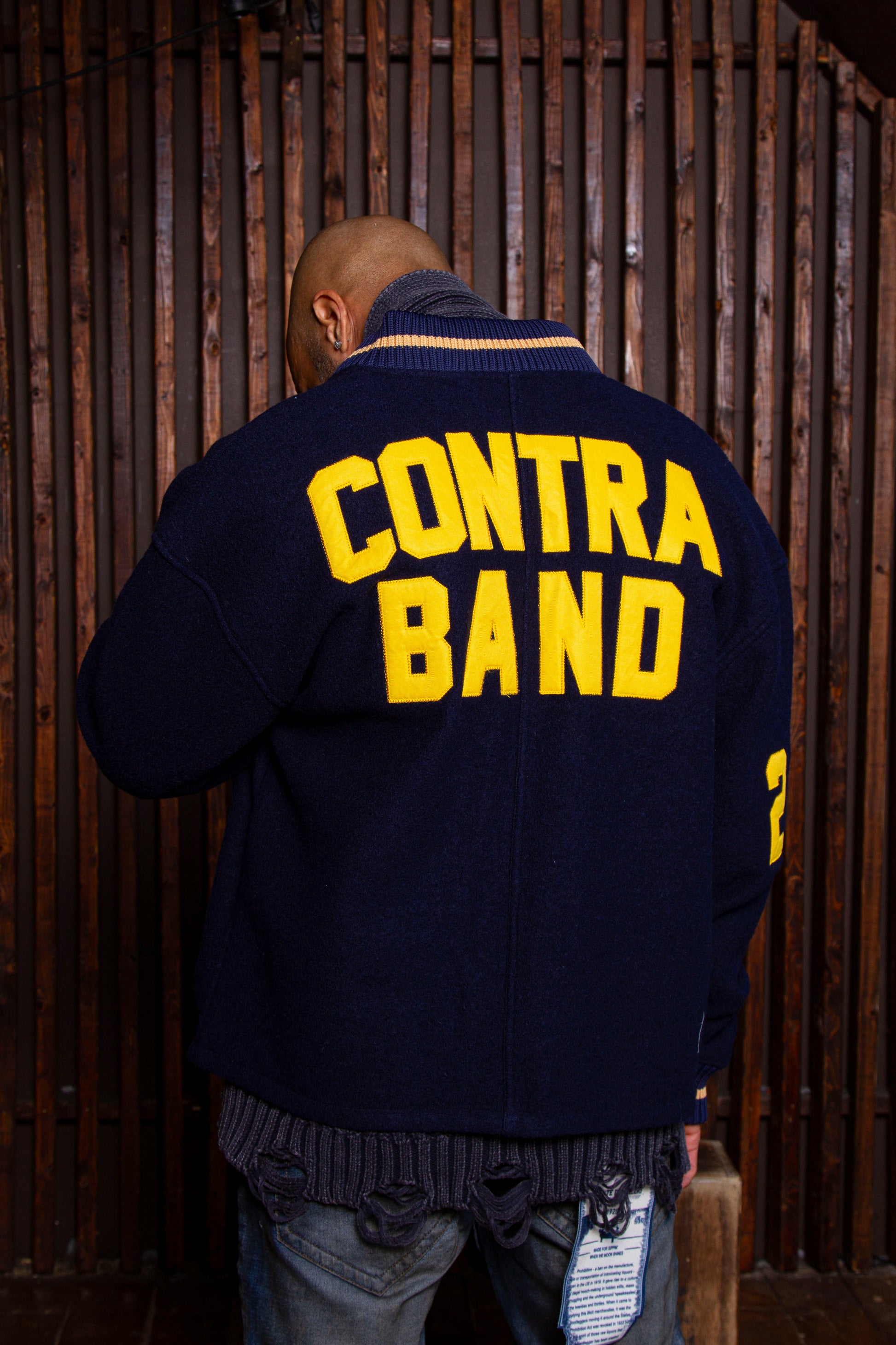 Contraband Varsity Navy Twill Jacket