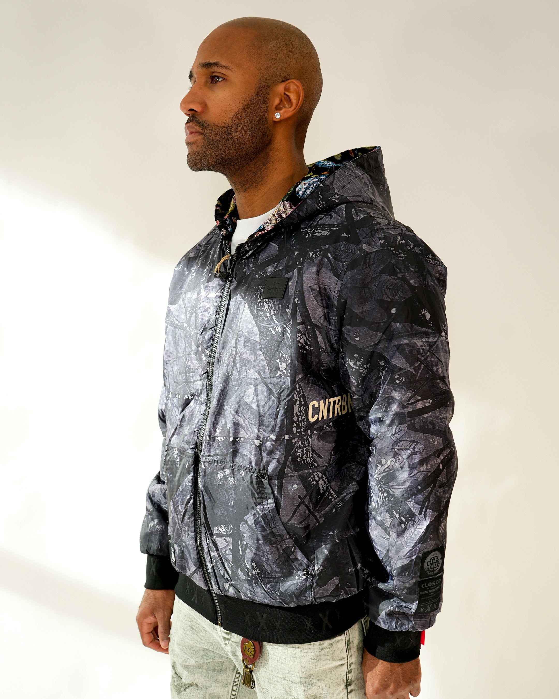 Smuggler’s Stealth Midnight Brocade Reversible Hoodie Jacket